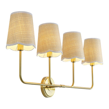 Lila Traditional Coastal Scalloped Fabric Shade/Metal LED Vanity Light